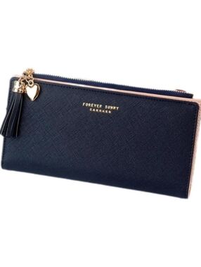 NEW Vegan Leather Women's Navy Wallet Clutch
